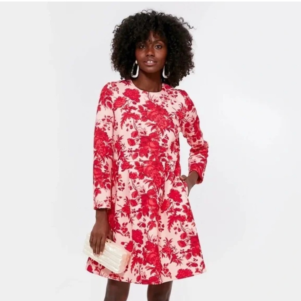 Tuckernuck Zinnia Floral Bloom Pink Red Pockets Dress Large